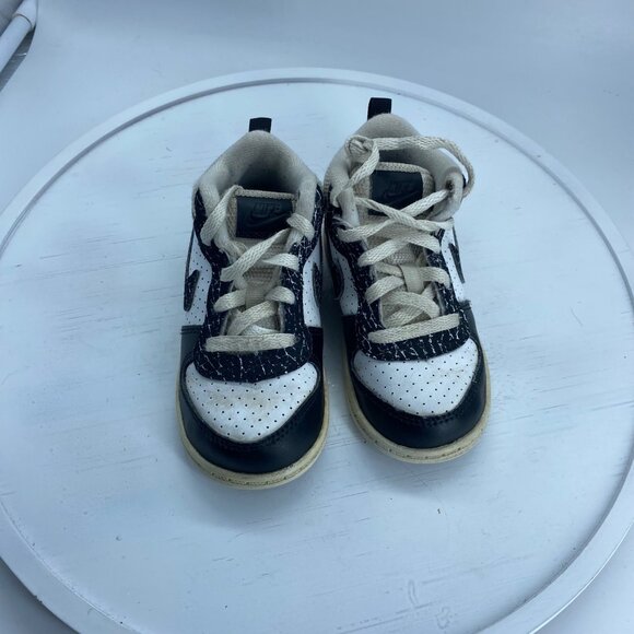 Nike Baby High Top Sneakers Black White Size 7 Child Marble Swoosh Style #847748 - Picture 5 of 7